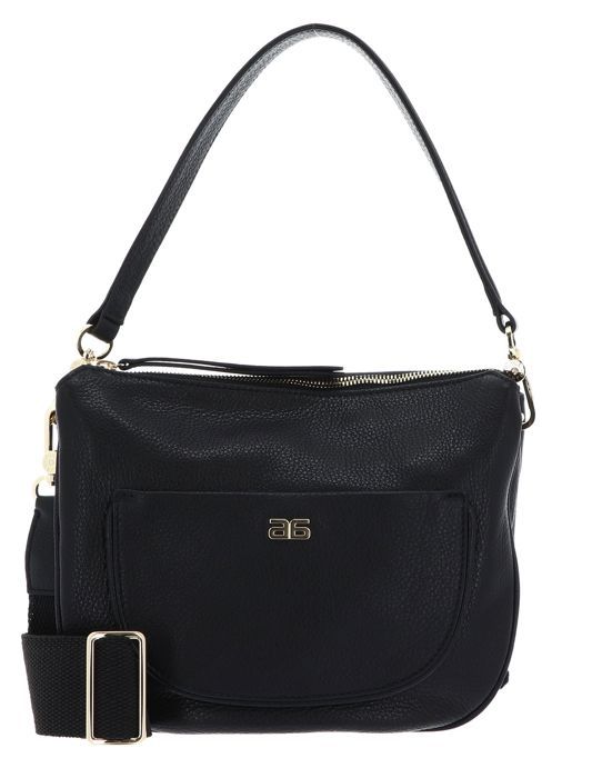 Sac à Épaule En Cuir Abro 'By My Side' - Noir Nickel - Ajustable - Neuf Avec Étiquettes