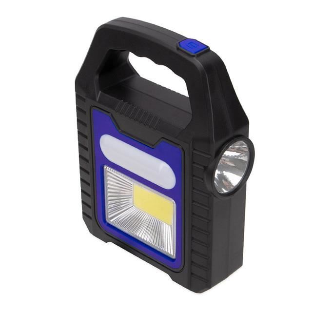 Lampe Torche LED Solaire Et USB - Rechargeable, étanche IP44, 2-en-1 COB + Projecteur
