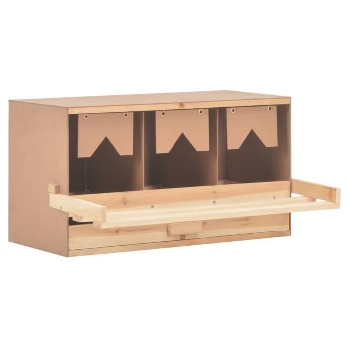 Comparer les prix de Pondoir - LeDivil - 3 Compartiments - 72x33x38 cm - Bois de Pin Solide - Extérieur