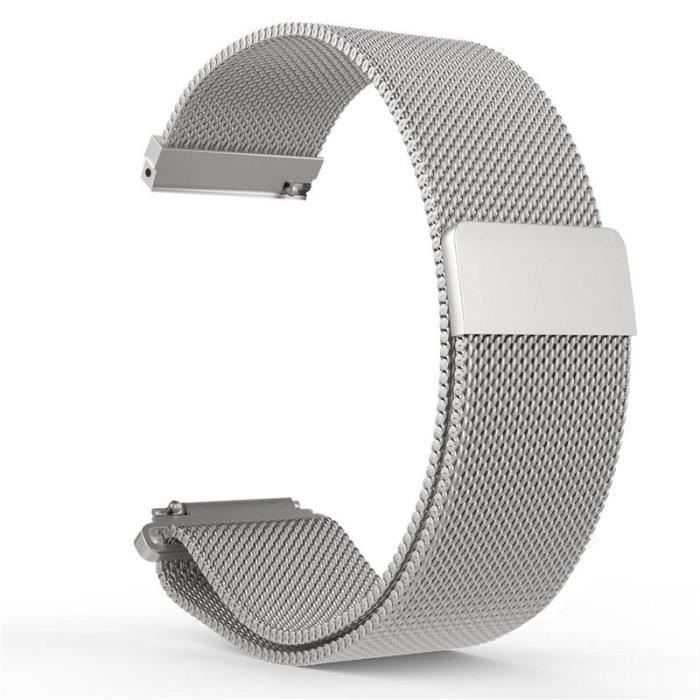 20Mm Milanais Boucle Bracelet Pour Montre Connectée Acier Inoxydable Bracelet Pour Montre Connectée Pour Polaire Ignite -Argent