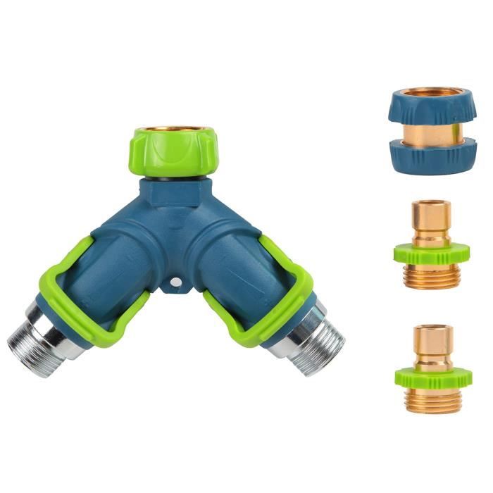 Connecteur En Y Pour Tuyau D'arrosage - 2 Vannes De Contrôle - Compatible Tuyaux 9 à 25 Mm - 10