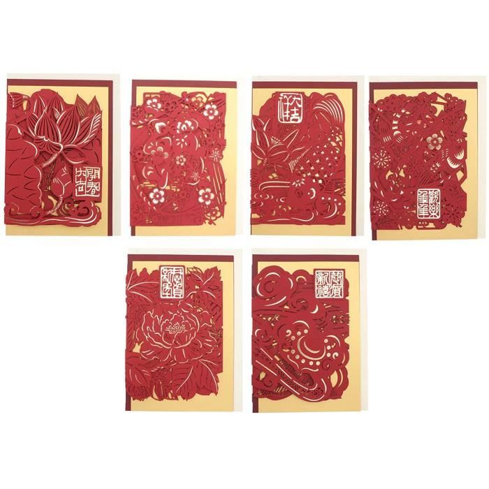 6pcs 22 Cartes Du Nouvel An Bonne Annee Cartes De Benediction Chinois Printemps Festival Festival Cartes De Voeux 22 Nouv 256 Cdiscount Beaux Arts Et Loisirs Creatifs
