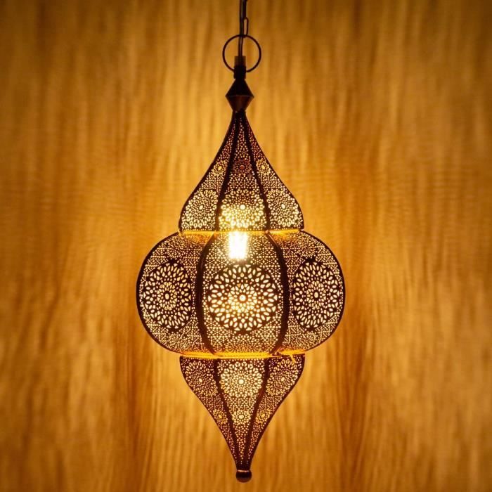 Lampe Orientale Pendante Feryal Noir 35Cm E27 Douille | Plafonnier Lustre De Salon Marocain