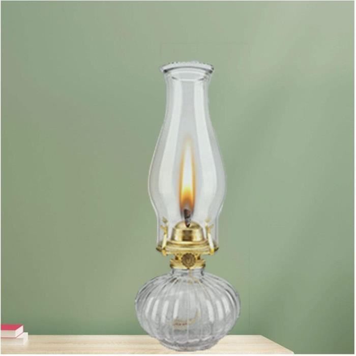 Lampe à Pétrole Vintage En Verre Transparent | Luminosité Réglable | Décoration Salon Et Usage D'urgence