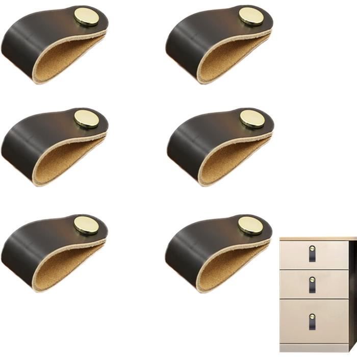Tirettes En Cuir Pour Tiroirs – Lot De 4, Noir/or, 6.7 Cm, Par Uxcell