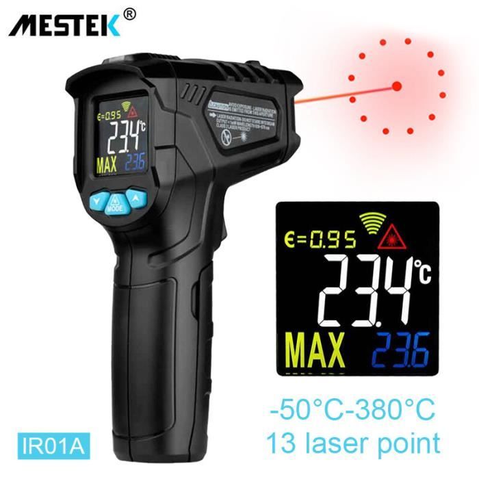 Mestek Thermomètre à infrarouge numérique sans Contact, thermomètre Laser,  pistolet de température IR portable (-50 +400) à prix pas cher