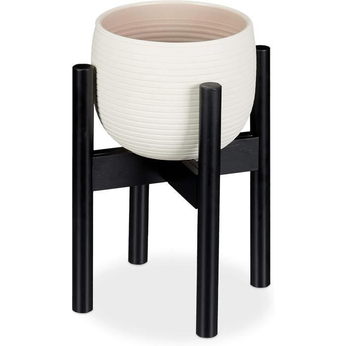 Support Pour Pot De Fleurs En Bambou | Hauteur Réglable, Blanc, Jusqu’à 32 Cm De Diamètre