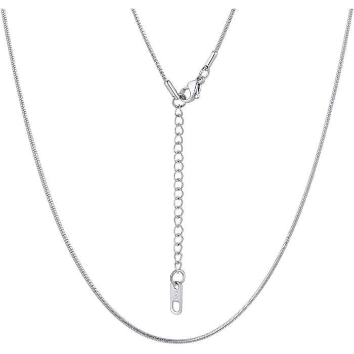 Collier Femme Chaîne Maille Fine Et Plaque Serpent - Acier Inoxydable Doré, Longueur Réglable 35 à 44 Cm
