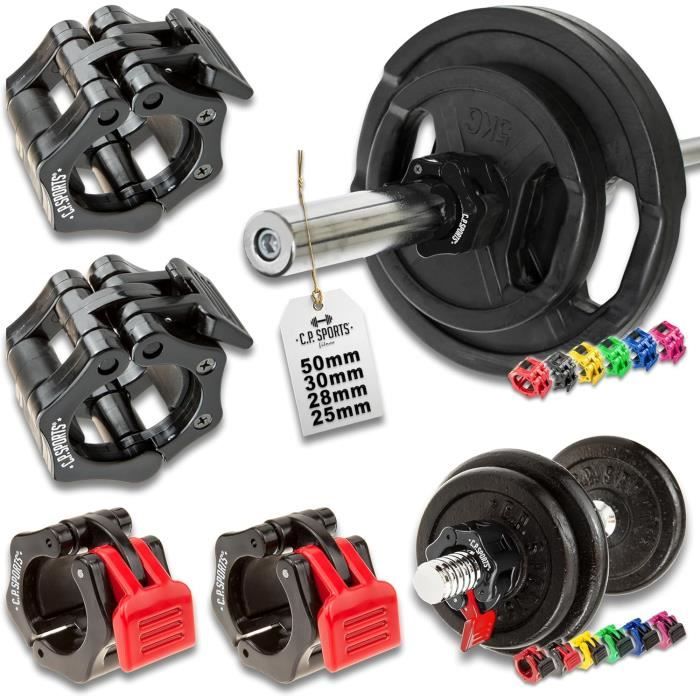 4 Verrous Rapides Pour Haltères 25 Mm – Pinces Antidérapantes Fitness, Bleu/vert, Compatibles Barres Olympiques