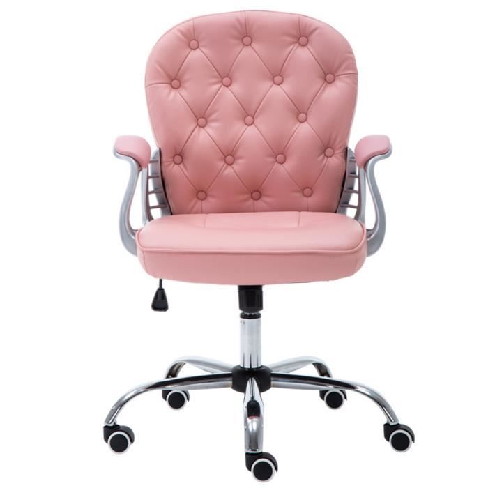 Fauteuil de Bureau Rose  Chaise de Bureau  Moelleux et Confortable