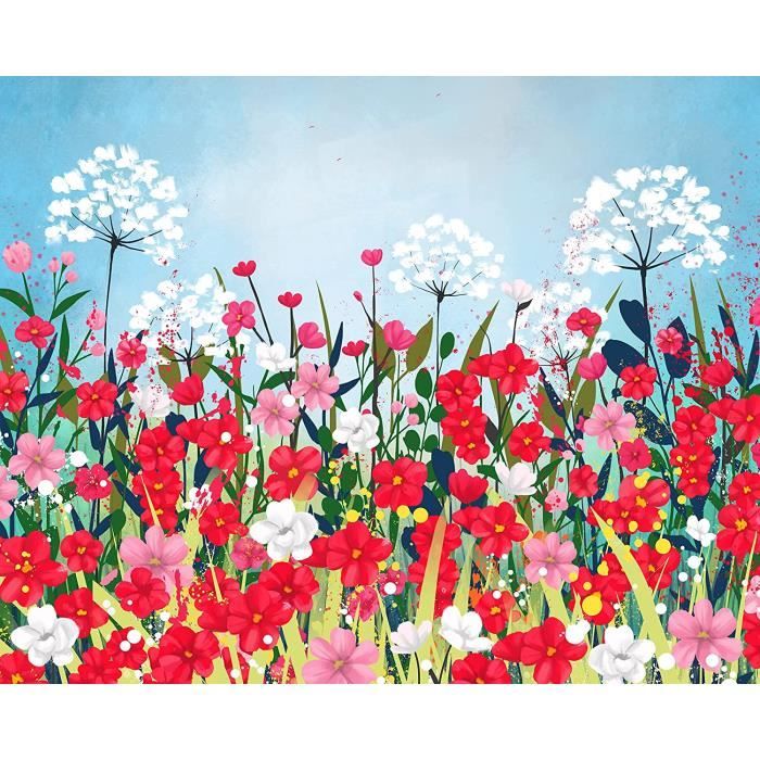 Fuumuui Peinture Par Numéros 40x50 Cm – Paysage Fleurs Et Oiseaux – Kit Pinceaux & Acryliques – Débutants