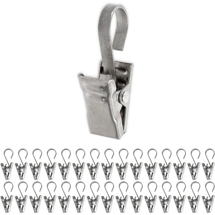30 Pinces à Rideaux Avec Crochets Métalliques - 18 Mm - Marque Uxcell - Neuf
