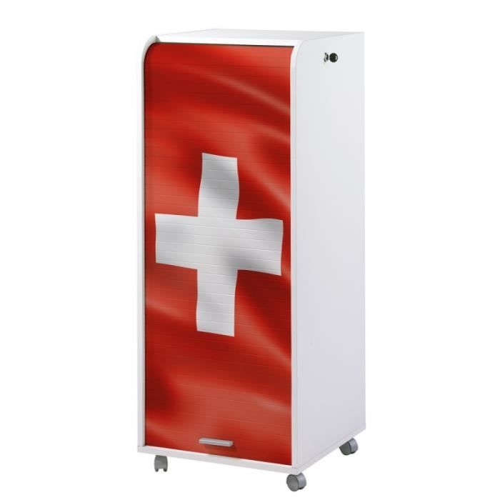 caisson de bureau blanc à roulettes 108 cm - drapeau suisse 650 - l 47.2 x l 47 x h 107.6 cm