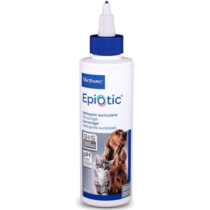 Nettoyant auriculaire pour chien et chat - VIRBAC - Solution auriculaire 125 ml - Usage régulier - Chiens et chats