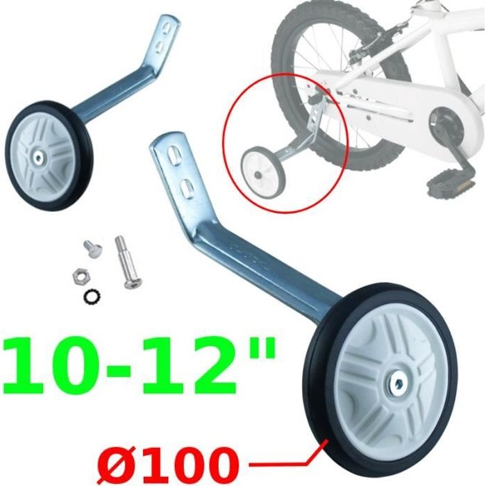 Lot de 2pcs 12’’-20’’ Stabilisateur de Roue d’entraînement de Vélo pour Equilibre Enfant Bébé de Montage Apprentissage de Vélo Stabilisateur de Vélo pour Enfant