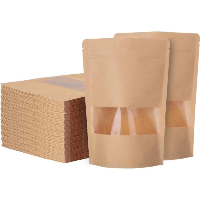 Lot de 200 Sachet kraft Alimentaire avec 14×20CM Sachet Kraft