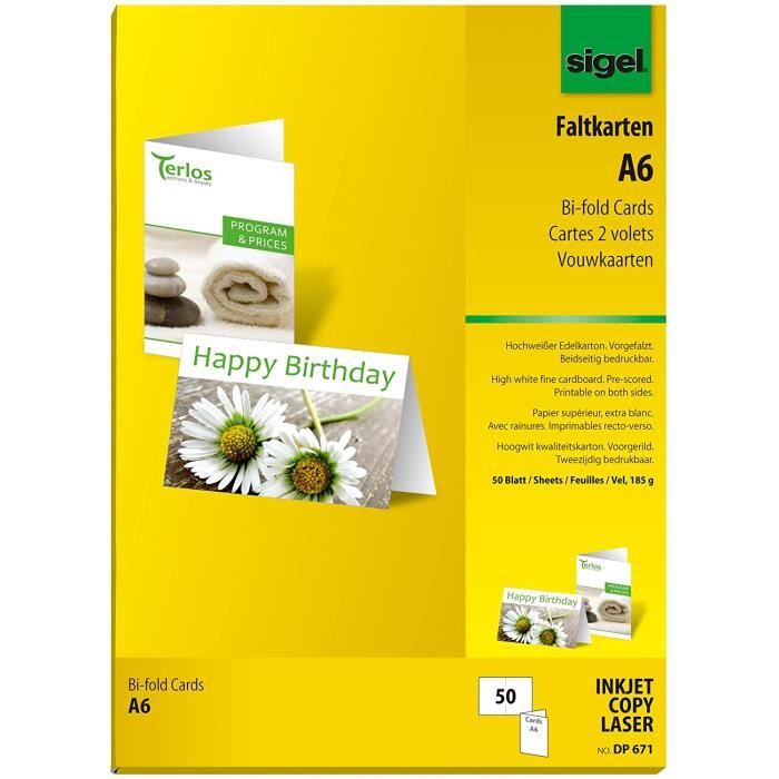 Lot De 50 Cartes De Visite Imprimables SIGEL LP838 18x5,5 Cm 225g