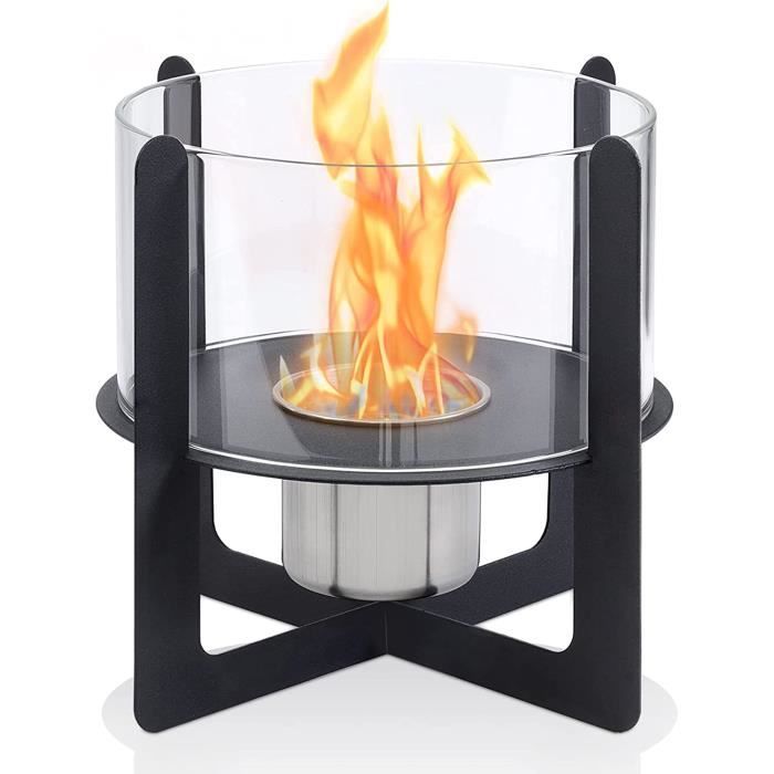 Cheminée De Table, Cheminée Au Bioéthanol, Portable Feu De Table Pour Exterieur Et Interieur Torche De Jardin Et Cheminee Au Bioethanol En Acier Inoxydable Courbe Noir 77466256