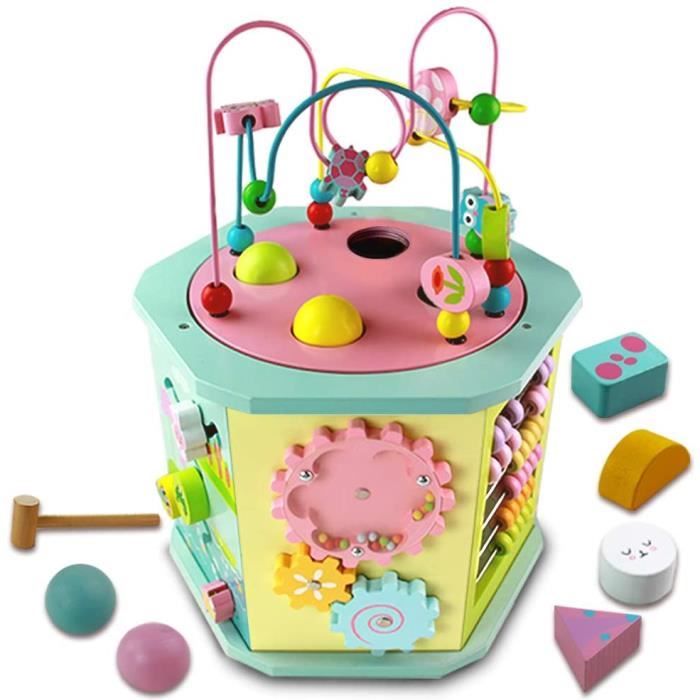 Nuheby Cube Activite Bebe 8 En 1 Jouet En Bois Cube D Activite En Bois Bebe Jeux Educatifs Motricite351 Cdiscount Jeux Jouets