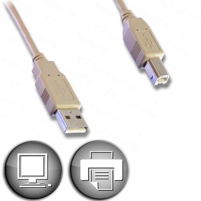 Câble Digitus 1.8m Beige Câble USB 2.0 A-B - 1,8 M Beige - Pour Imprimante, Disque Dur, Scanner - Haut Débit 480 Mb/s Usb 2.0 Cable 1.8m