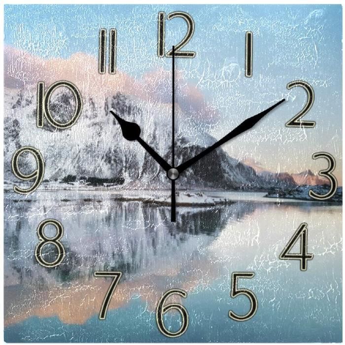 Grande Horloge Murale pour Salon, Bureau, Cuisine, décoration Moderne, silencieuse, Horloge à Quartz à Piles avec Pendule, Facile à Lire, Noir, 50 cm × 72 cm