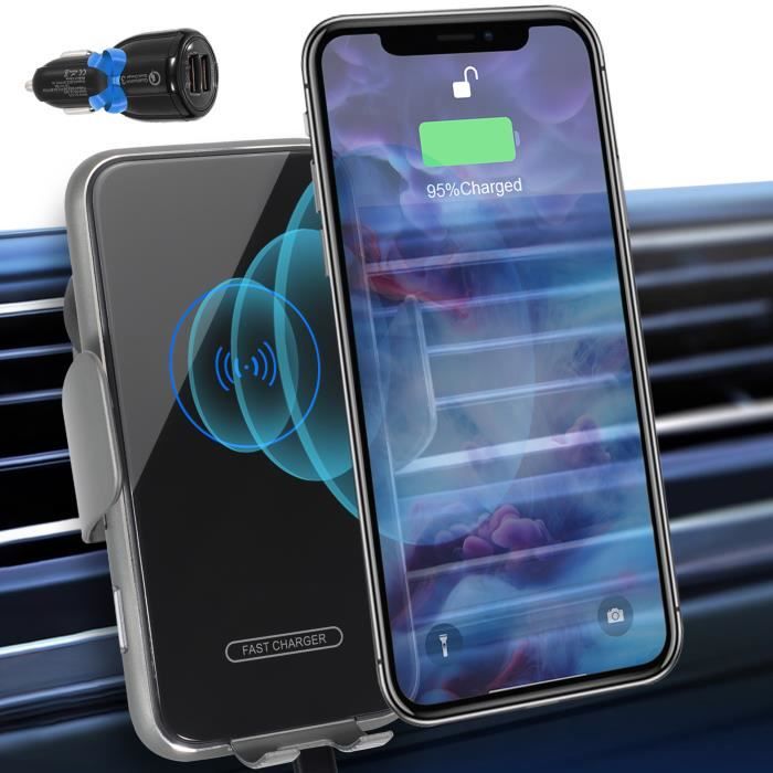 Qi Air Vent Mount Voiture pour iPhone11 X // 8//8 Plus Chargeur sans Fil Auto Voiture Chargeur Auto sans Fil /à Induction Samsung Galaxy S8 // S8 Plus// S7 Edge// S6 Edge//Note 5 Qi 5w pour Airpords 2