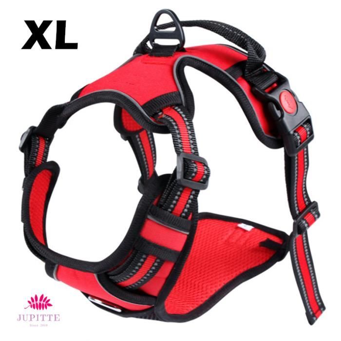 Meilleurs prix pour JupVierge Harnais Chien Anti Traction Rouge-XL, Arnet pour Chien Facile à Mettre Harnais Réfléchissant Réglable