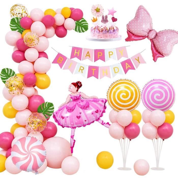 Mmtx Decoration Anniversaire 1 An Fille Deco Kit Anniversaire Fille Avec Banderole Joyeux Anniversaire Ballons Sertie De444 Cdiscount Maison