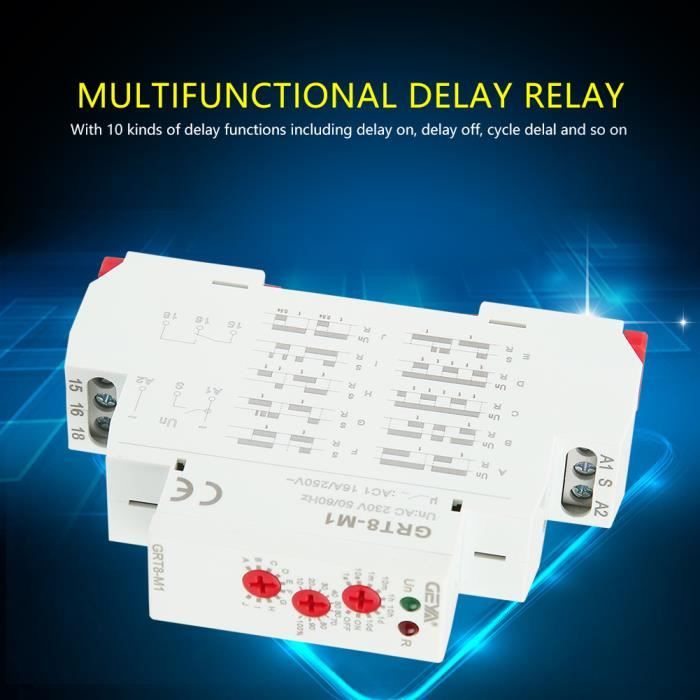 Relais temporisé numérique THC15A 220-240VAC 16A Relais sur rail DIN Relais temporisé numérique THC15A 220-240VAC 16A Relais sur rail DIN