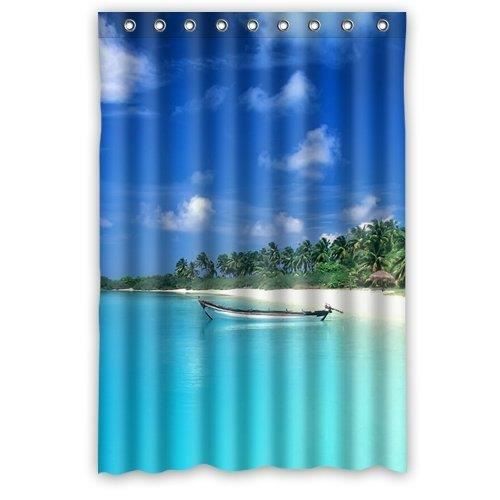 Rideau De Douche Orange Étoile De Mer Beige Plage - Violetpos 120x180 Cm Imperméable Et Anti-Moisissure