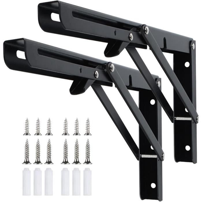 2 Pièces Equerre Rabattable Murale Noir Acier Inoxydable Equerre ...