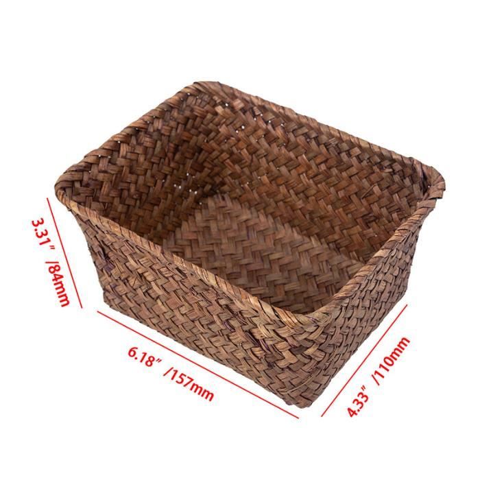 Panier en osier rectangulaire rouge miel cm48/52x36h13