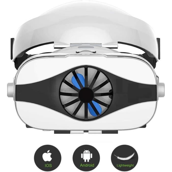 Casque Réalité Virtuelle 3D VR Avec Contrôleur - Compatible 5,5-6,7" IOS Android - Blanc