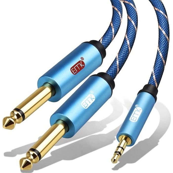 AuTech® 1.5M Audio Câble Jack 3.5mm Double 6.35mm Cordon 3.5 Mâle vers 6.35  Mâle Mono Y Splitter 6.35 Nylon Tressé - 1.5M - Cdiscount Informatique