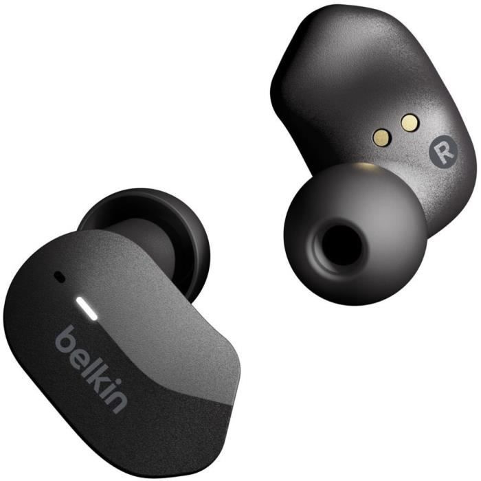 BELKIN SOUNDFORM™ - Écouteurs sans fil Bluetooth True Wireless - IPX5 - 3 tailles dembouts - 5h autonomie - Noir BELKIN SOUNDFORM™ - Écouteurs sans fil Bluetooth True Wireless - IPX5 - 3 tailles dembouts - 5h autonomie - Noir