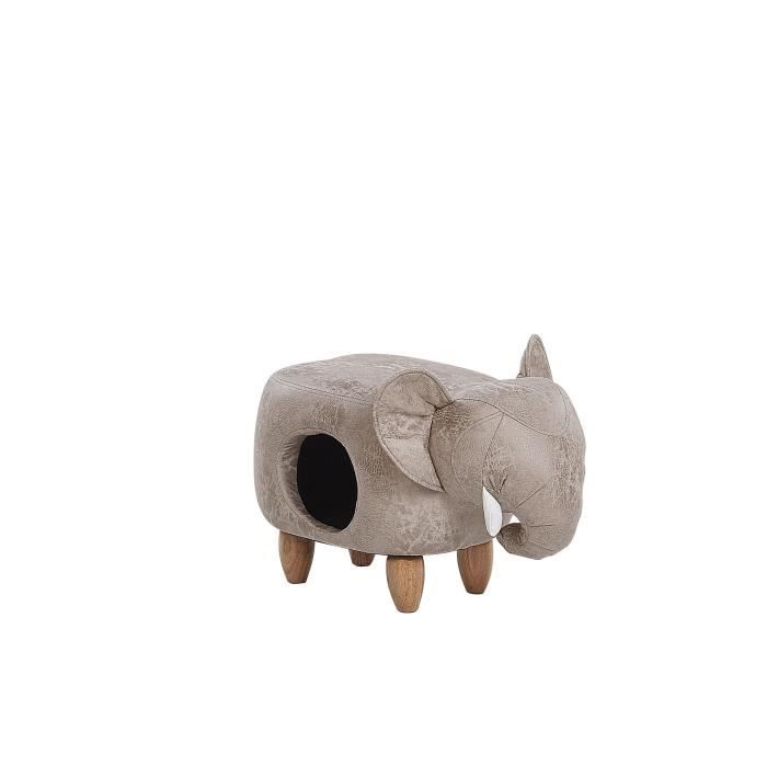 Beliani - Tabouret pour enfant en tissu aspect cuir gris clair JUMBO