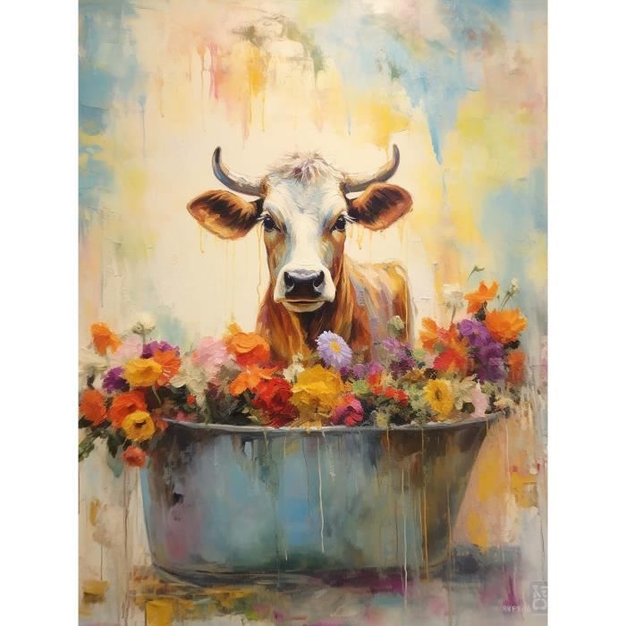 Kit Diamond Painting 5D Fleurs Abstraites - Broderie Strass Ronds, Toile 30x30 Cm - Loisir Créatif, Décoration Maison