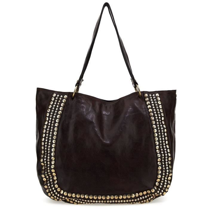 Sac Bandoulière Campomaggi En Cuir Vieilli - Cognac - Fait Main Italie - Taille Large