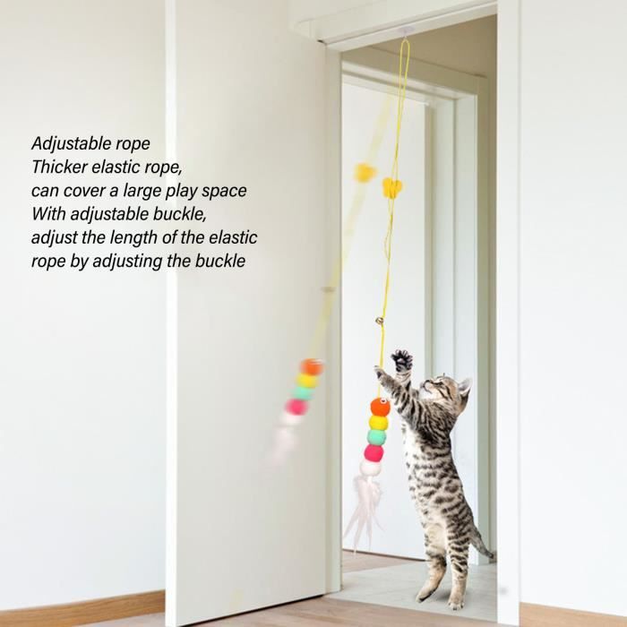 Meilleurs prix pour Jouet en plumes pour chat - CUQUE - Suspendu - Interactif - Réglable - Facile à installer