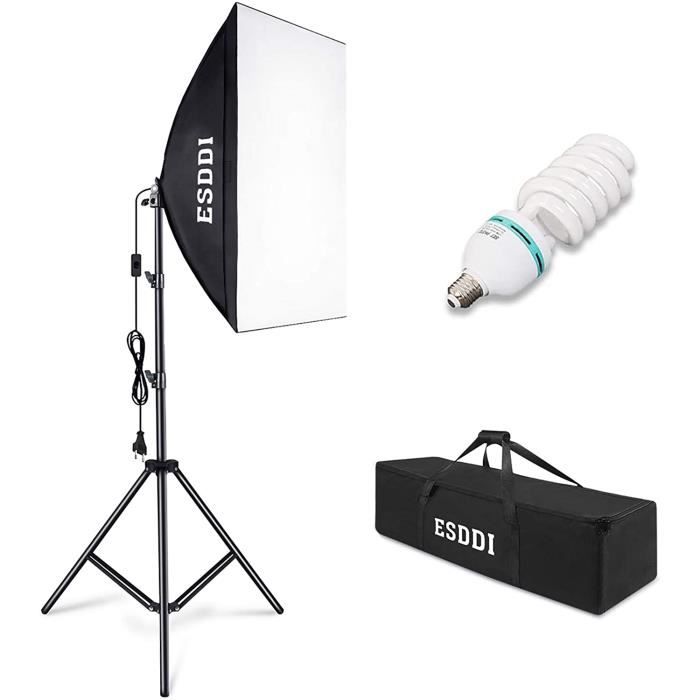 ESDDI Softbox Lighting Kit Éclairage Studio Photo avec 1x50x70cm Lumière  Continue, 1x85W Ampoule, 2m Trépied et Sac Portable - Cdiscount Appareil  Photo