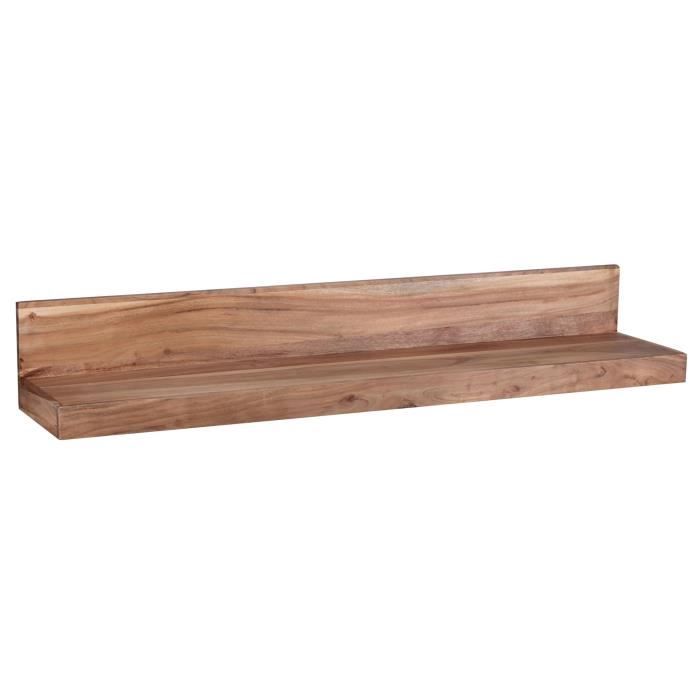 FineBuy Étagère murale Acacia Bois Massif Étagère en bois Étagère à livres  [110 cm]