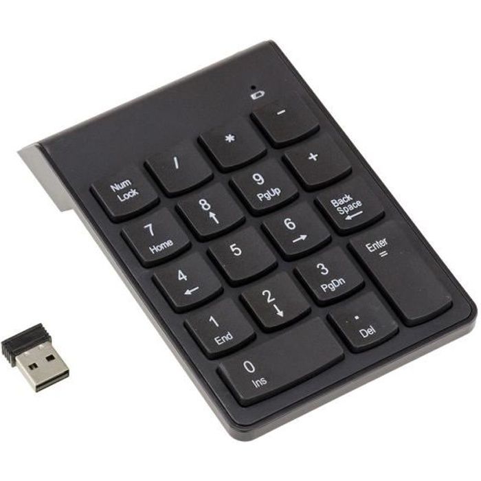 Pavé numérique, Clavier Numérique sans-Fil Numpad de 18 Touches avec  Bluetooth Ultra-Mince, 2.4G pour Mac Ordinateur de Bureau et Portable -  Noir 