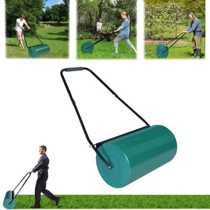LZQ Rouleau à gazon en métal de jardin à remplir avec de l'eau-du sable - Volume de remplissage: 46 L - rouleau de 57 cm de large