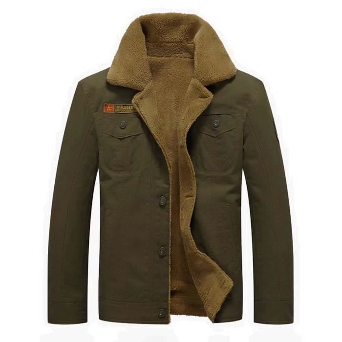 Blouson Homme Doublé Hiver en Polaire Casual Veste Chaude en Coton Vetement  Elegant Kaki - Cdiscount Prêt-à-Porter