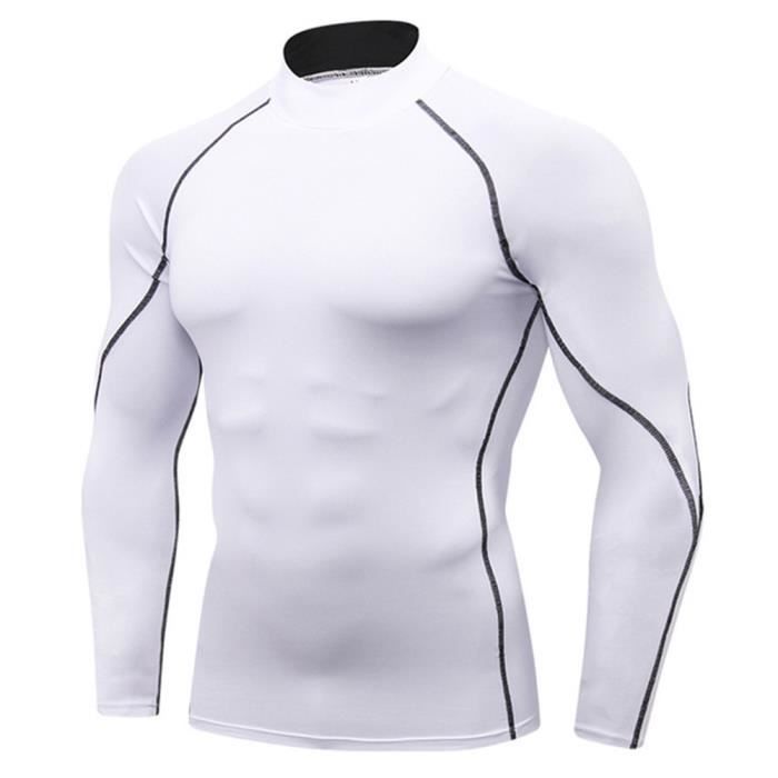 Manches longues kompressionshemd Pour Hommes Sport Fitness à Séchage Rapide T Shirt