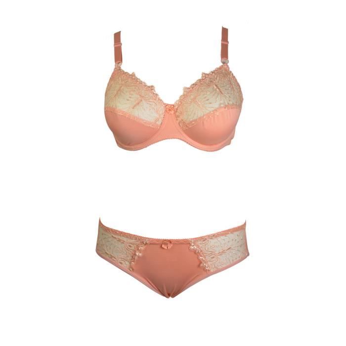 Ensemble Lingerie Soutien-gorge 115E Et Culotte - Rose Avec Fils Brillants - Grande Taille - Neuf Avec étiquettes