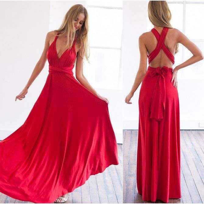 Femme Robe Cocktail sans Manches Col en V Cache Coeur A-Line Evasée Chic et Elegante Rouge - Prêt-à-Porter
