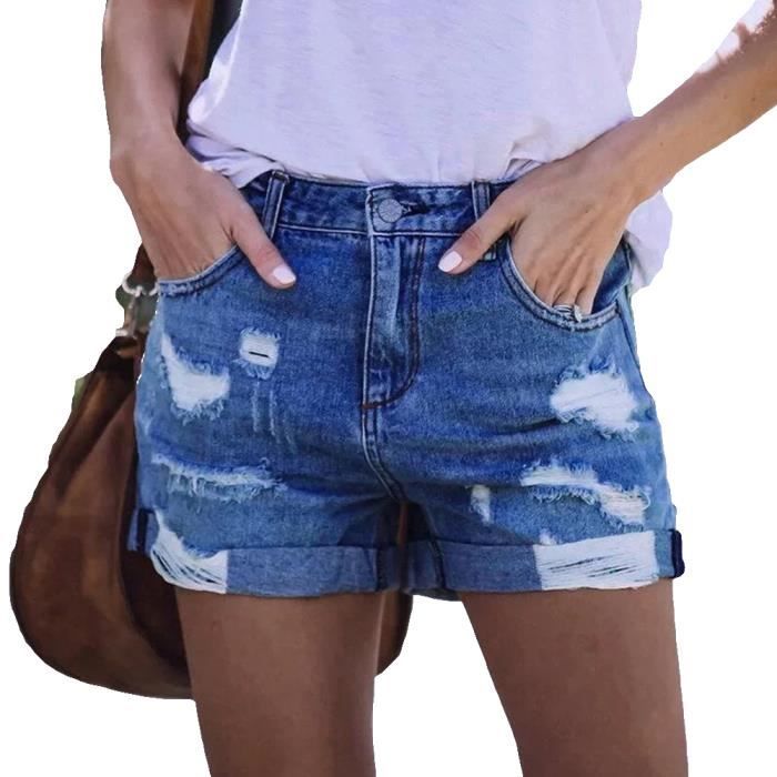 TRUE RELIGION Short en Jean Femme Bleu Clair (W27