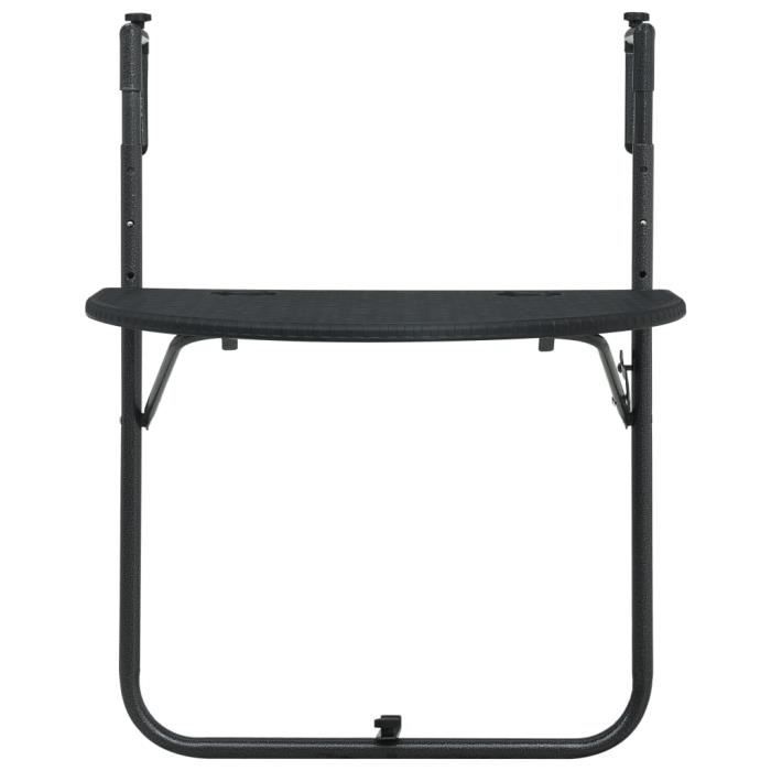 GARS Table de balcon Noir 60x64x835 cm Plastique Aspect de rotin Table de Terrasse Noir(3280)