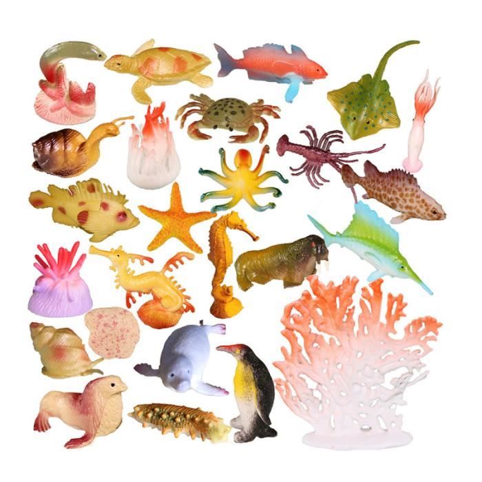 26 Pieces Animaux Marins Jouets Realiste Mer Ocean Affichage Modele Jeu De Figurines Animales Pour Enfants Fete Piscine Aquarium Cdiscount Jeux Jouets